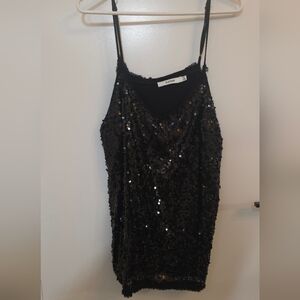 JustFab Black Sequin Slip Dress
